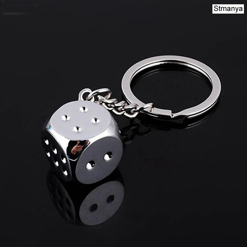 New Dice Key Chain Metal Personality Dice Poker Soccer Guitar Model Alloy Keychain Gift Car Key Ring 17045