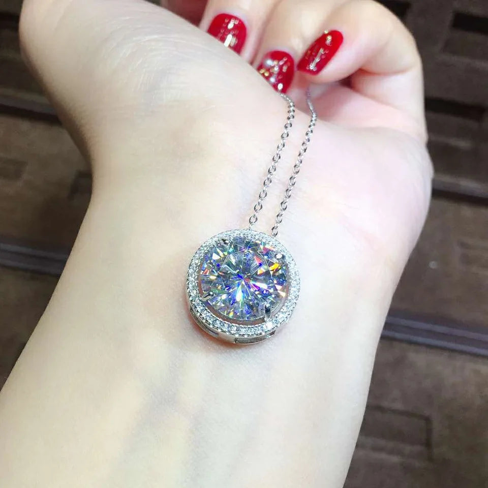 Huge 5ct moissanite Diamond Pendant Real 925 Sterling Silver Charm Party Wedding Pendants Necklace For Women Fine Jewelry Gift