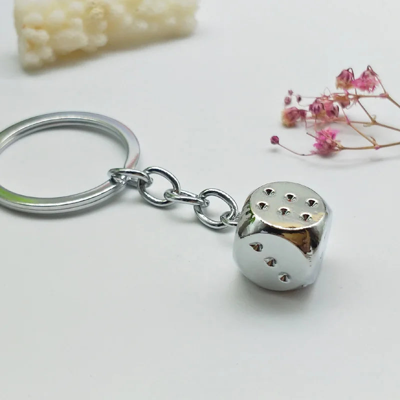 New Dice Key Chain Metal Personality Dice Poker Soccer Guitar Model Alloy Keychain Gift Car Key Ring 17045