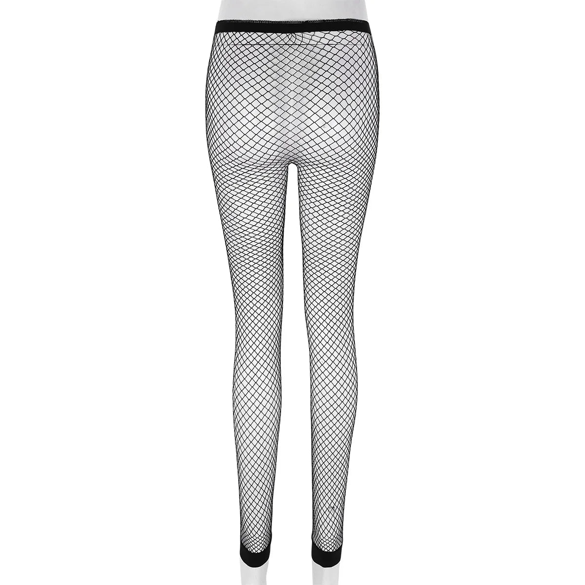Women Sexy Fishnet Leggings Hollow Out Mesh Net Trousers See Through High Waist Transparent Ankle Length Footless Leggings Pants