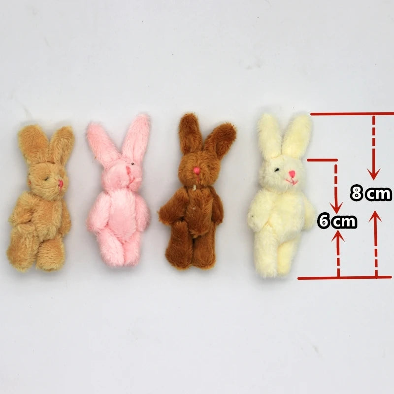 10PCS Mini 6CM Joint Rabbit Little Plush Stuffed TOY DOLL , Garment & Hair Accessories Decor Plush Toys Dolls