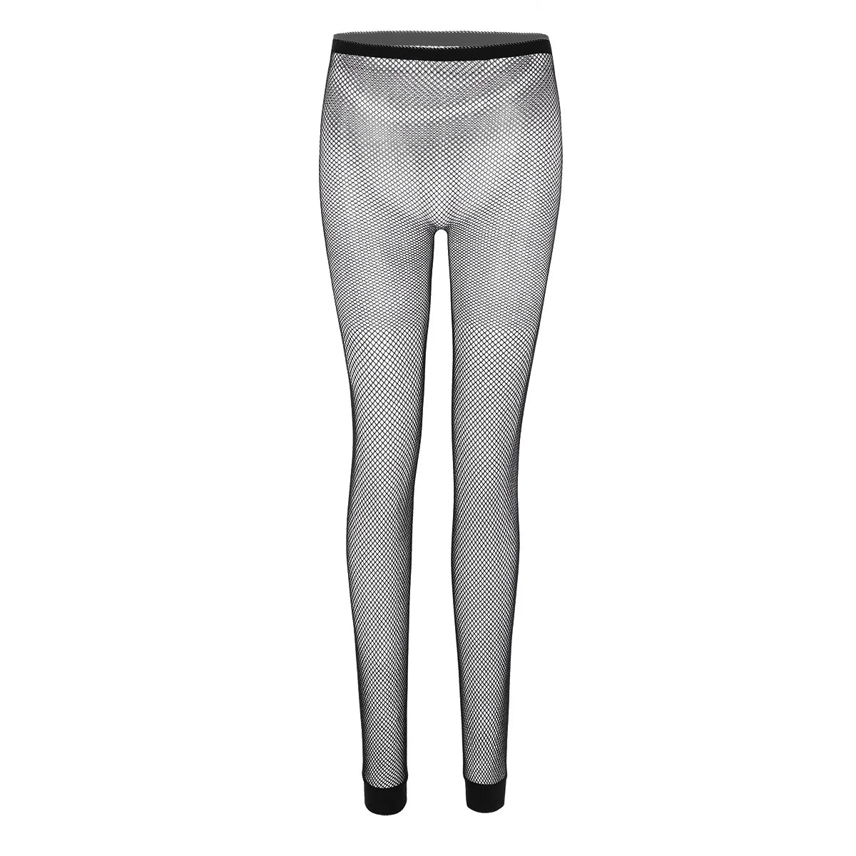 Women Sexy Fishnet Leggings Hollow Out Mesh Net Trousers See Through High Waist Transparent Ankle Length Footless Leggings Pants