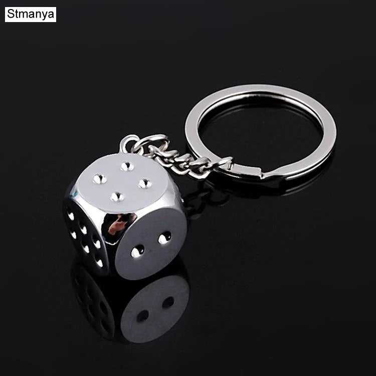 New Dice Key Chain Metal Personality Dice Poker Soccer Guitar Model Alloy Keychain Gift Car Key Ring 17045