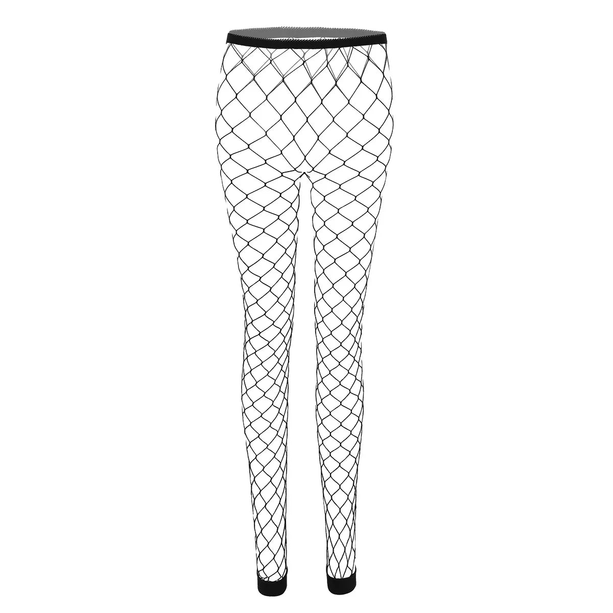 Women Sexy Fishnet Leggings Hollow Out Mesh Net Trousers See Through High Waist Transparent Ankle Length Footless Leggings Pants