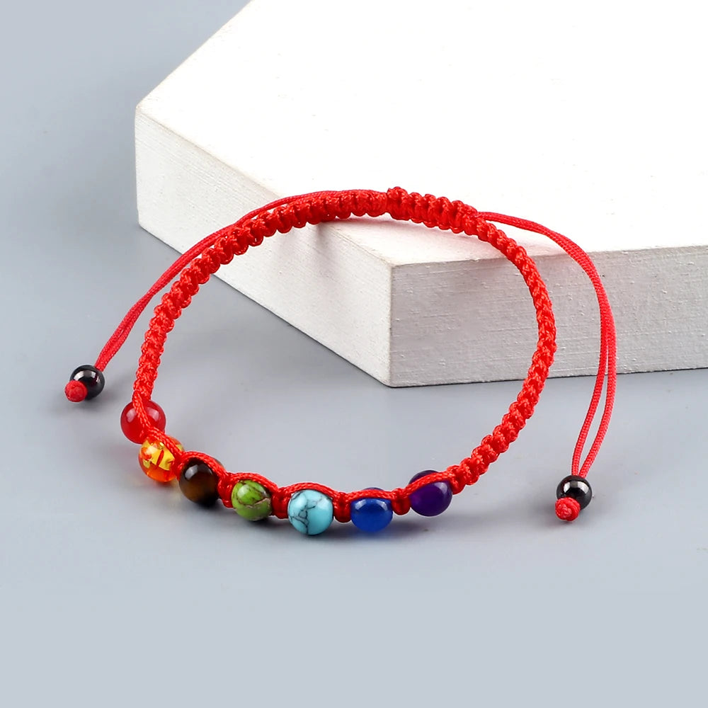 Handmade 7 Chakra Beads Bracelet 6mm Natural Stone String Braided Yoga Reiki Healing Balance Bracelets & Bangles Meditation Gift