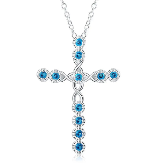 New 925 Silver Necklace Cross Zircon Pendant Necklace Religious Belief Jewelry Gift