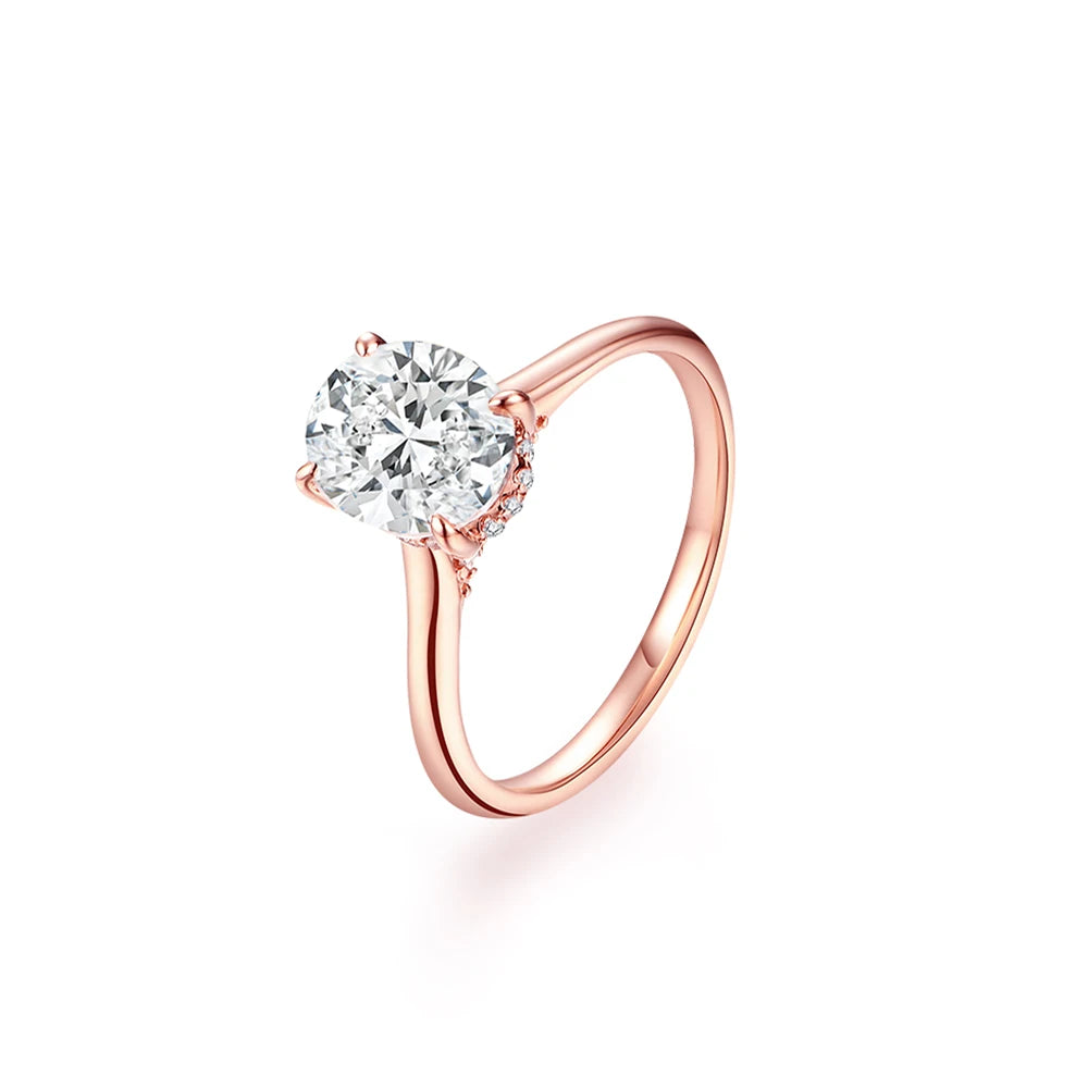 ATTAGEMS Oval Cut 9*7mm 2CT D VVS1 Moissanite Rings S925 Sterling Silver for Women Engagement Wedding Lady's Jewelry Gift Luxury