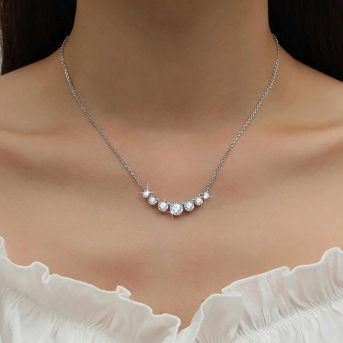 2.8 CTW Lab Grown Diamonds Necklaces for Women Solid 18K Yellow Gold Plated 925 Silver D VS1 Moissanite Clavicle Chain