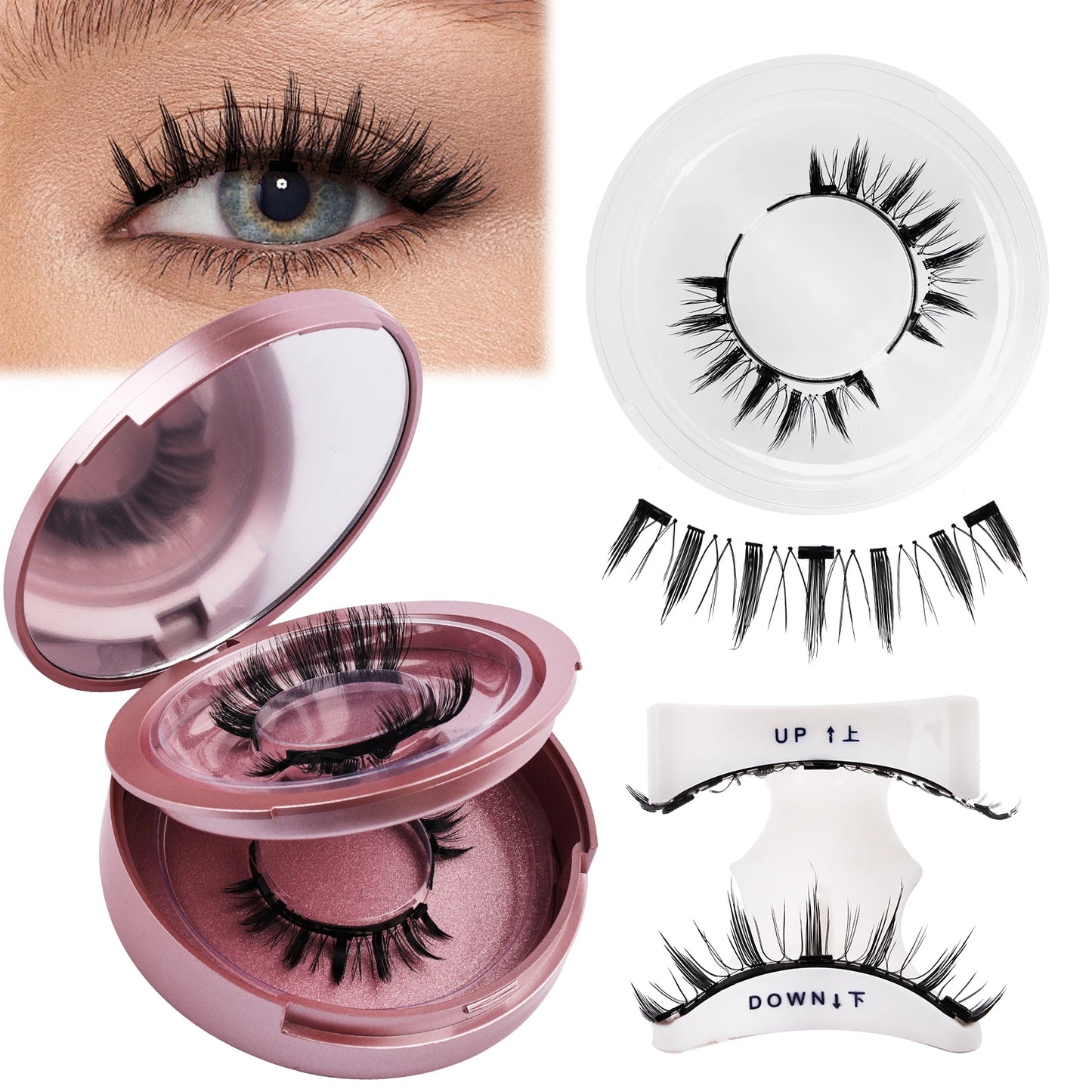 ウェンディラッシュ マグネットまつげ 2ペア ハンドメイド 3D ミンクまつげ 再利用可能 つけまつげセット マグネットピンセットセット メイクアップ
