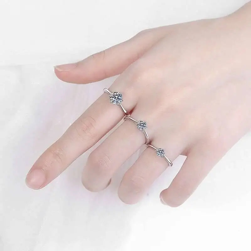 925 Sterling Silver 1CT*4 D Color Moissanite Ring Earring Necklace Set Fine Jewelry Set Elegant Ladies Jewelry For Party Wedding