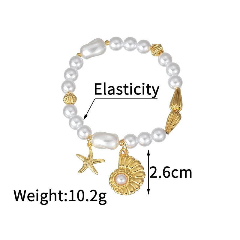 Fashion High Quality Shell Pearl Bracelet Stainless Steel Gold Color For Women Bangle Girl Jewelry Gift