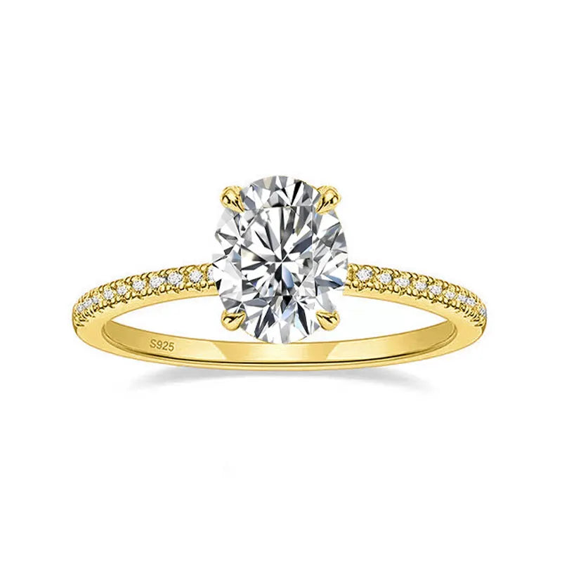 KNOBSPIN 1/2/3ct D Color Oval Cut Moissanite Ring S925 Sterling Sliver Plated 18k White Gold Wedding Engagement Rings For Women