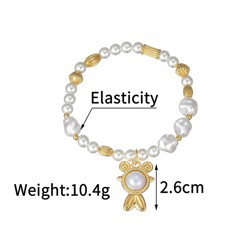 Fashion High Quality Shell Pearl Bracelet Stainless Steel Gold Color For Women Bangle Girl Jewelry Gift