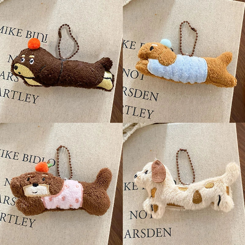Kawaii Dog Dachshund Plush Keychain Cartoon Puppy Stuffed Keyring Cute Key Holder Pendant Bag Hanging Decoration Couple Gift