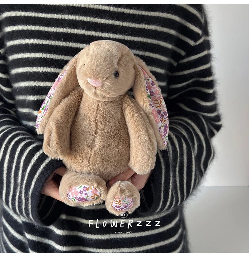 30cm Bonnie Rabbit Floral Ears Plush Toys Cartoon Stuffed Bunny Dolls Children's Room Decor Toy Soft Birthday Gifts For Girl
