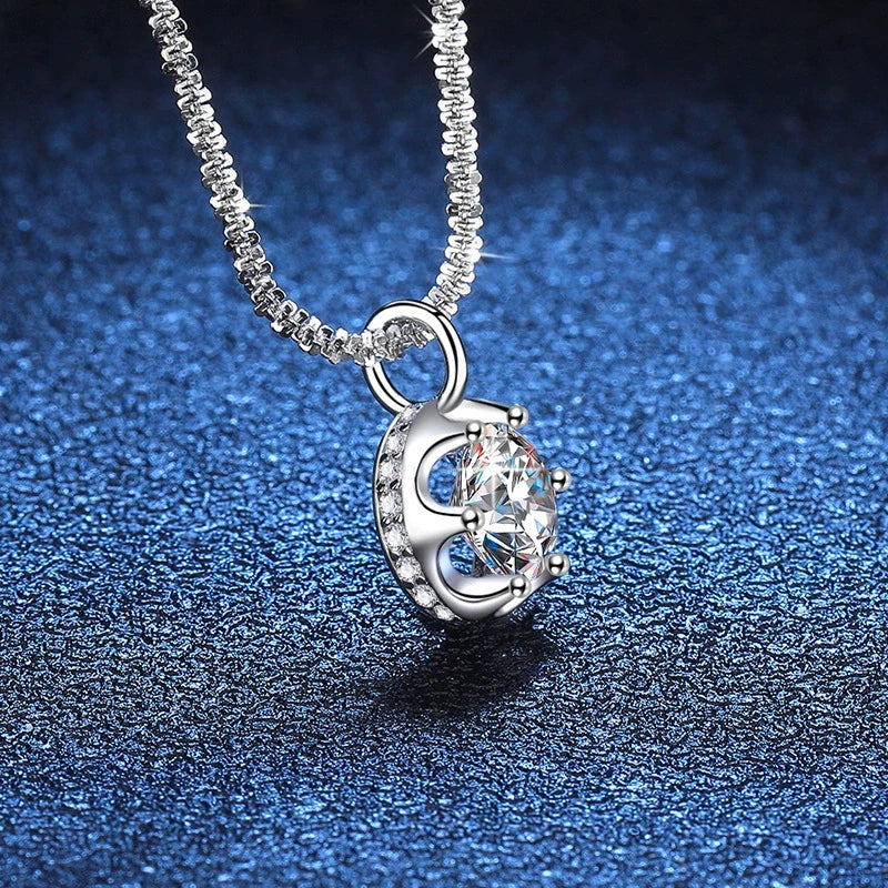 Tezzc 2CT Real Moissanite Pendants Necklaces for Women Party Wedding 925 Sterling Silver Diamond Fine Jewelry Wholesale