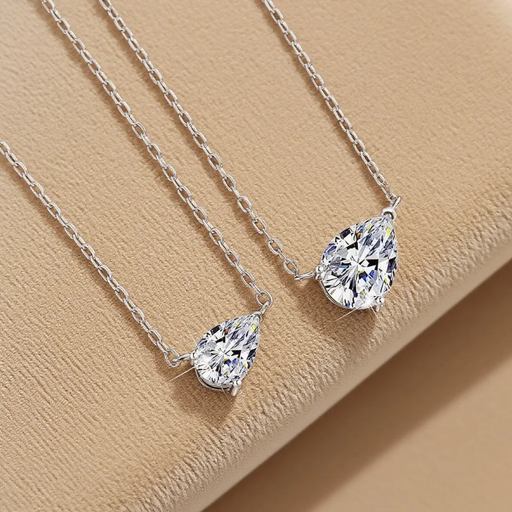 EWYA Pear Cut 1/2CT Solitaire Moissanite Pendant Necklace Woman Man 925 Silver Waterdrop Lab Diamond Gra Certified Neck Chain