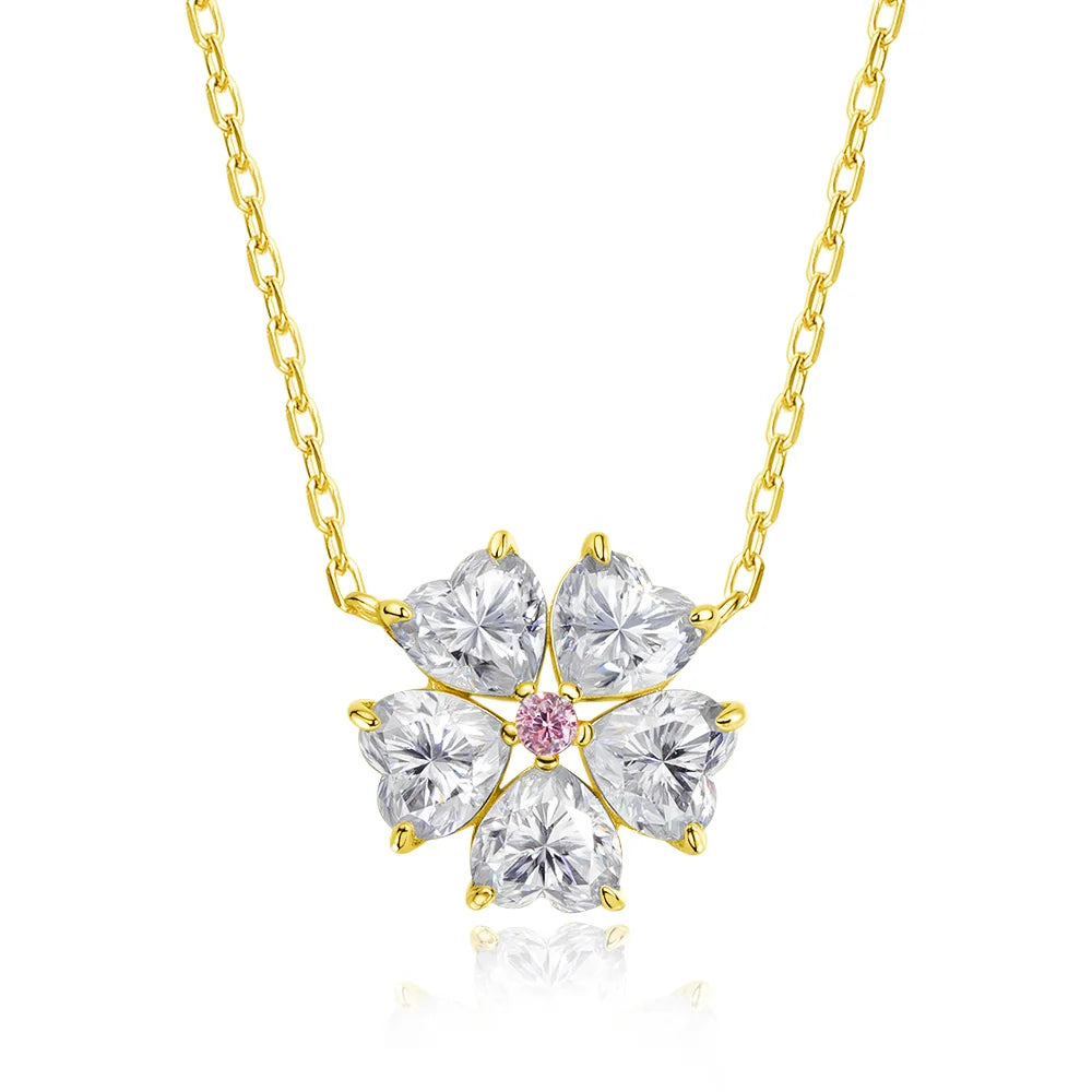 Smyoue 5*5mm Heart Cut Certified Moissanite Necklace Pendant 18k Plated Girls Wedding Jewelry 100% Real 925 Pure Silver Chain