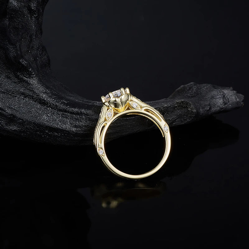 Luxury Moissanite Rings Woman Jewelry 6.5mm D VVS1 Sterling Silver 925 Ring GRA 18K Gold Plated Engagement Wedding Party Gift