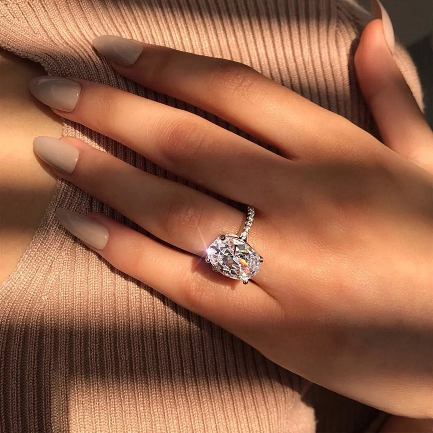 Oval Cut Full Moissanite Engagement Ring for Women S925 Silver1/2/3/4Carat Hidden Halo Diamond Wedding Rings with Certificates