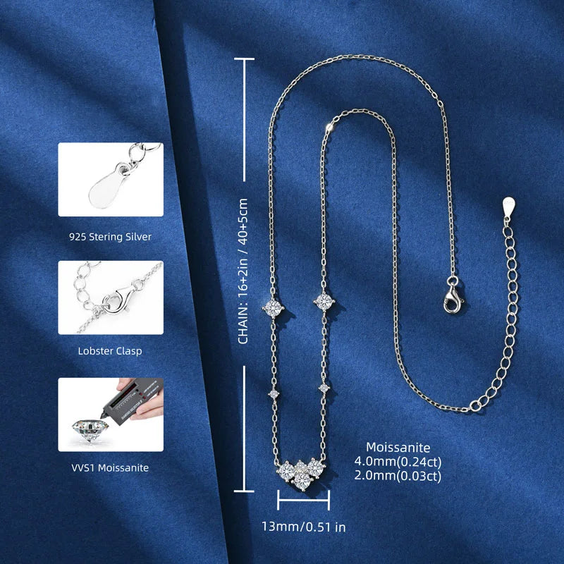 RAPRGOLD GRA Certified Full Round Moissanite Diamond Pendant Necklace for Women S925 Sterling Silver Fine Jewelry Gift Collares