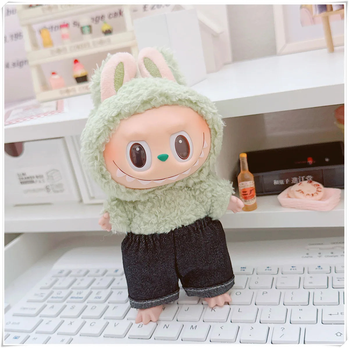 17cm Labubu Bear Casual Jacket Doll Clothes - Cute Plush Outerwear for Pullip Blythe OB11 BJD, Kawaii Teddy Coat
