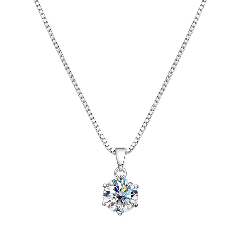 EWYA 1 2 Carat Real Moissanite Pendant Necklace For Women 6 Prong 100% 925 Sterling Silver Wedding Party Bridal Fine Jewelry