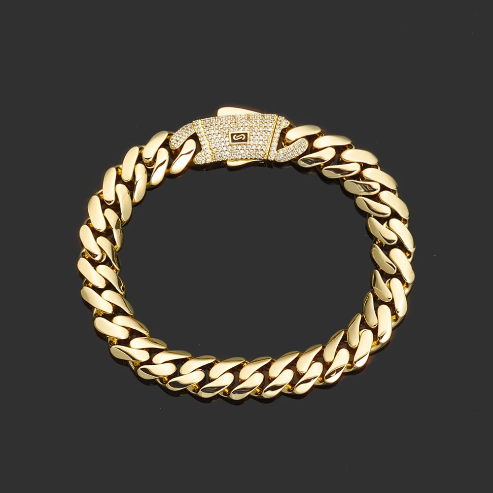 Moissanite Necklace S925 Pure Silver Cuban 14K Gold Plated Hip-hop Jewelry VVS Men's Exquisite Holiday Gift