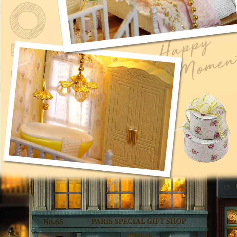 Diy Mini Wooden Dollhouse With Furniture Light Doll House Casa Assembly Model Pink Princess Villa Architecture Kit Toys Birthday