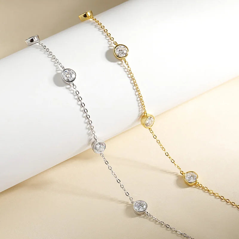 Smyoue Bubble Each 5mm All Moissnaite Necklaces for Women Luxury Female Neck Chain 100% Sterling Silver S925 Fine Jewelry GRA