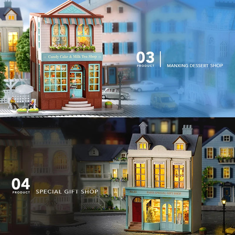 Diy Mini Wooden Dollhouse With Furniture Light Doll House Casa Assembly Model Pink Princess Villa Architecture Kit Toys Birthday