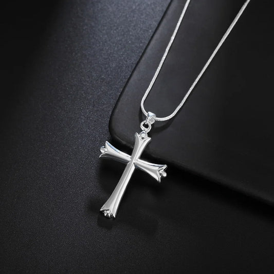 925 sterling Silver Classic cross Pendant Necklace For Women man Luxury Fashion Party Wedding Accessories Jewelry Christmas Gift