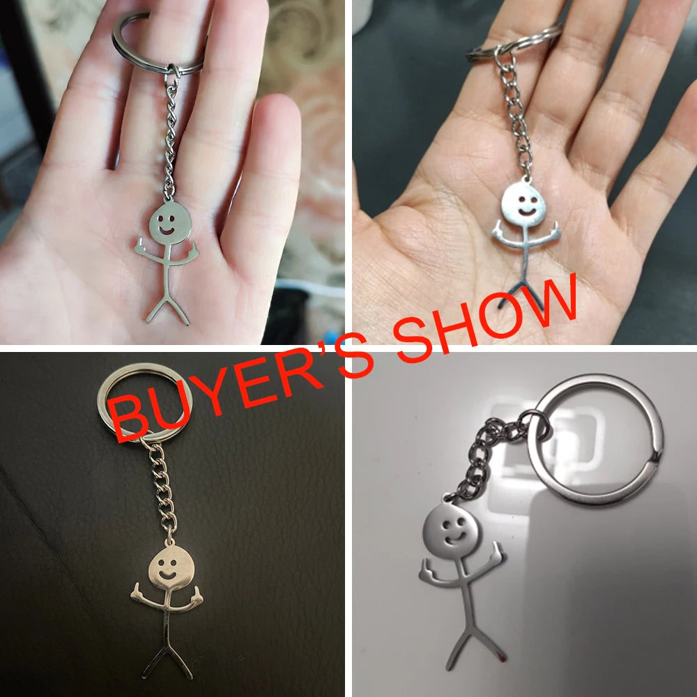 Teamer Funny Middle Finger Stickman Keychain 2025 Cute Trend School Bag Car Key Pendant Couple New Trinket Gift Keyring