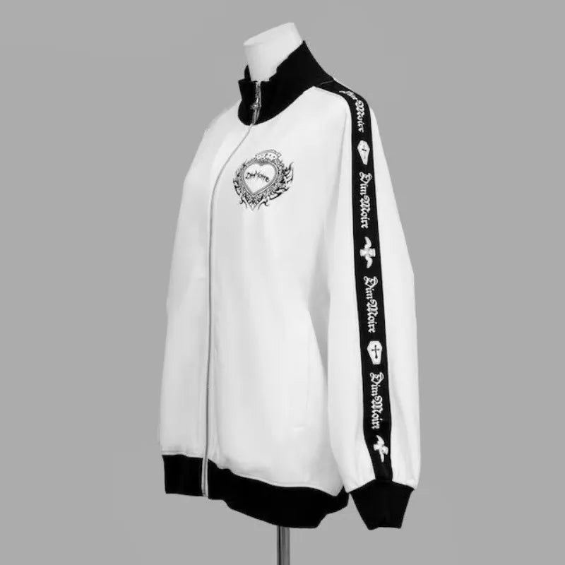 レトロサブカルチャーパーソナライズデザインストリートロックヒップホップダークシリーズ秋の新しいゆったりとした万能なデイリージャケットジップアップ服