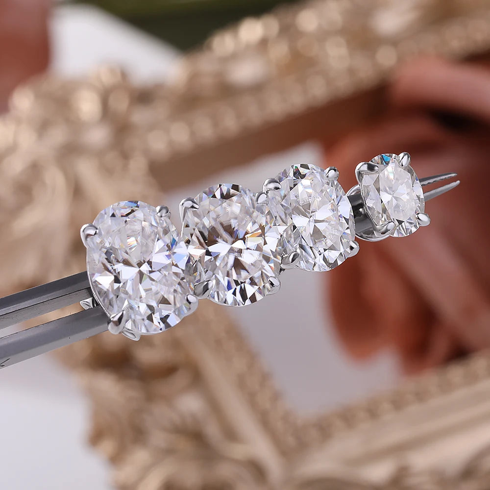 1-4CT Oval Moissanite Stud Earrings for Women Men Certified Lab Grown Diamond Solid 925 Silver Plated 18k Gold Ear Studs Jewelry