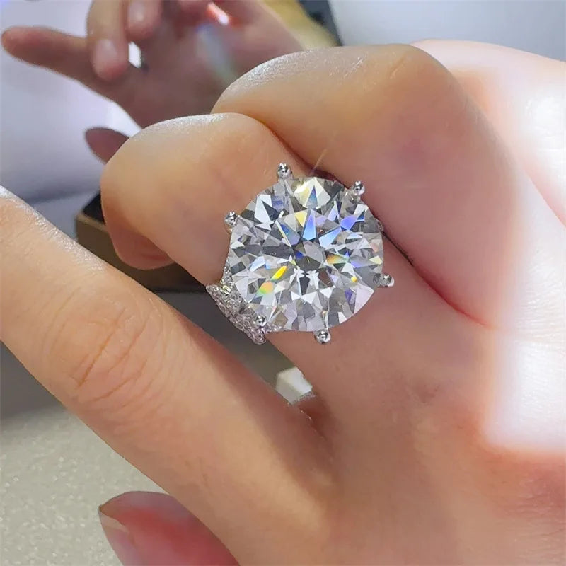 10 Carat D Color Moissanite Rings for Women s925 Silver Moissanita Lab Grown Diamond Plated 18k White Gold Luxury Ring Jewelry