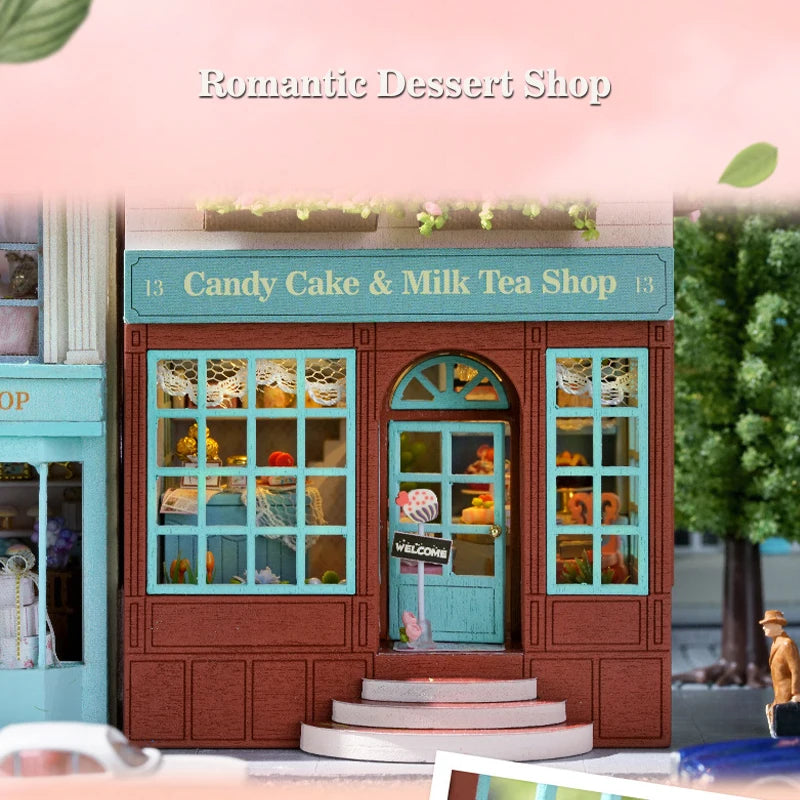 Diy Mini Wooden Dollhouse With Furniture Light Doll House Casa Assembly Model Pink Princess Villa Architecture Kit Toys Birthday