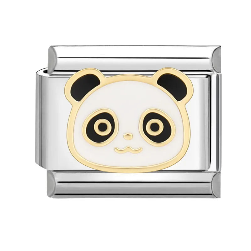 Fashion Charm Bracelet Checkerboard Panda Elephant Charm Italian Links Fit 9mm Bracelet Stainless Steel DIY Making Jewelry