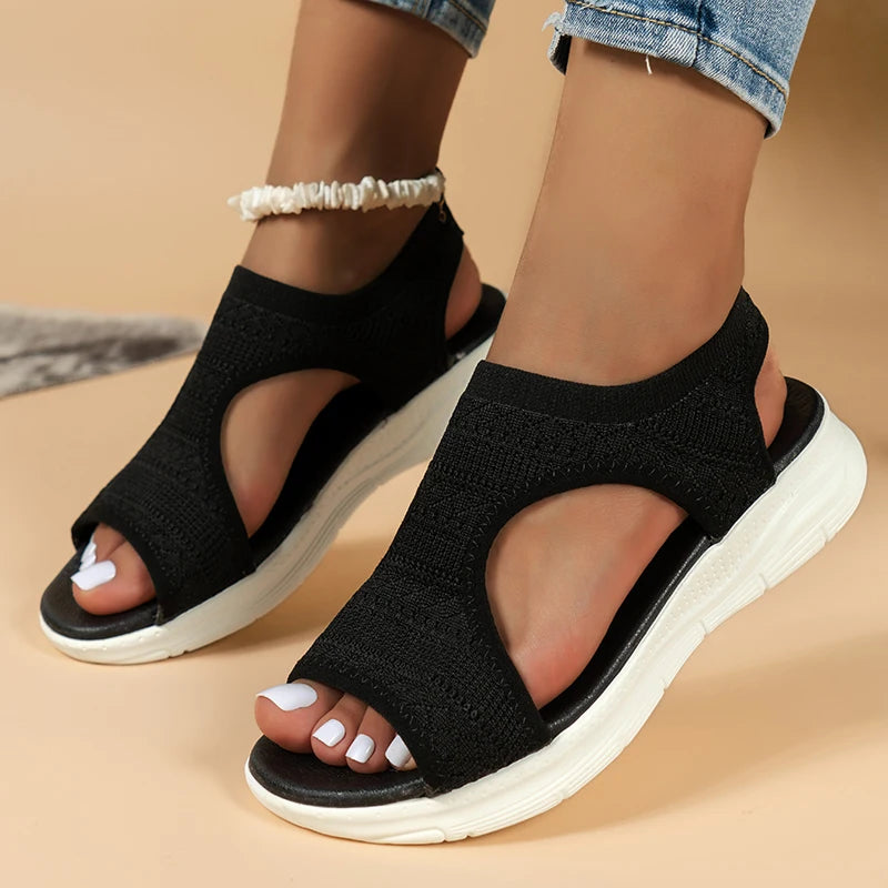 Women Summer Shoes New Mesh Fish Platform Sandals Women's Open Toe Wedge Sandals Ladies Light Casual Shoes Zapatillas Muje