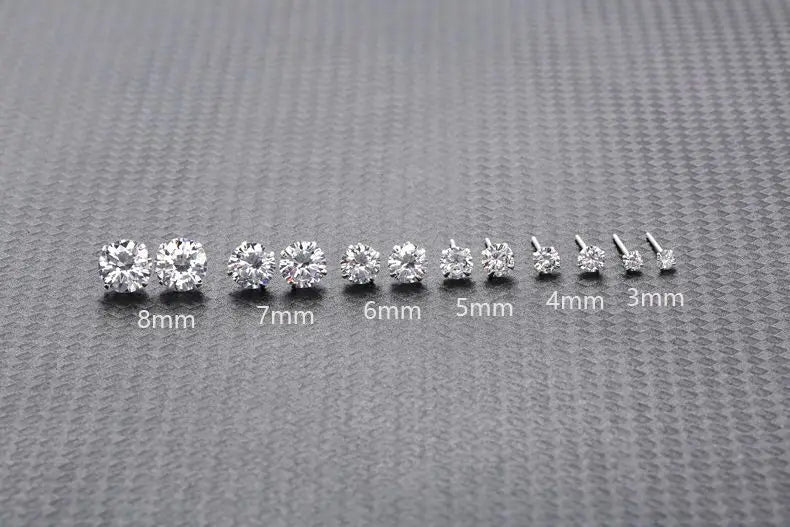 100% Real 925 Sterling Silver Jewelry Women Fashion Cute Tiny Clear Crystal CZ Stud Earrings Gift for Girls Teens Lady