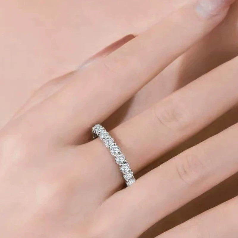 925 Silver Moissanite 2.2CT HipHop ring around electroplated 18k gold platinum exquisite fashion light luxury design women ring