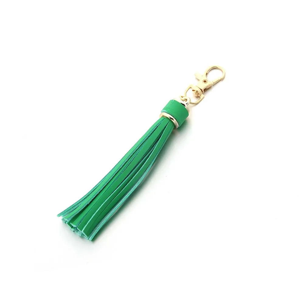 Hot selling copper alloy lobster buckle leather tassel pendant keychain bag accessories for women