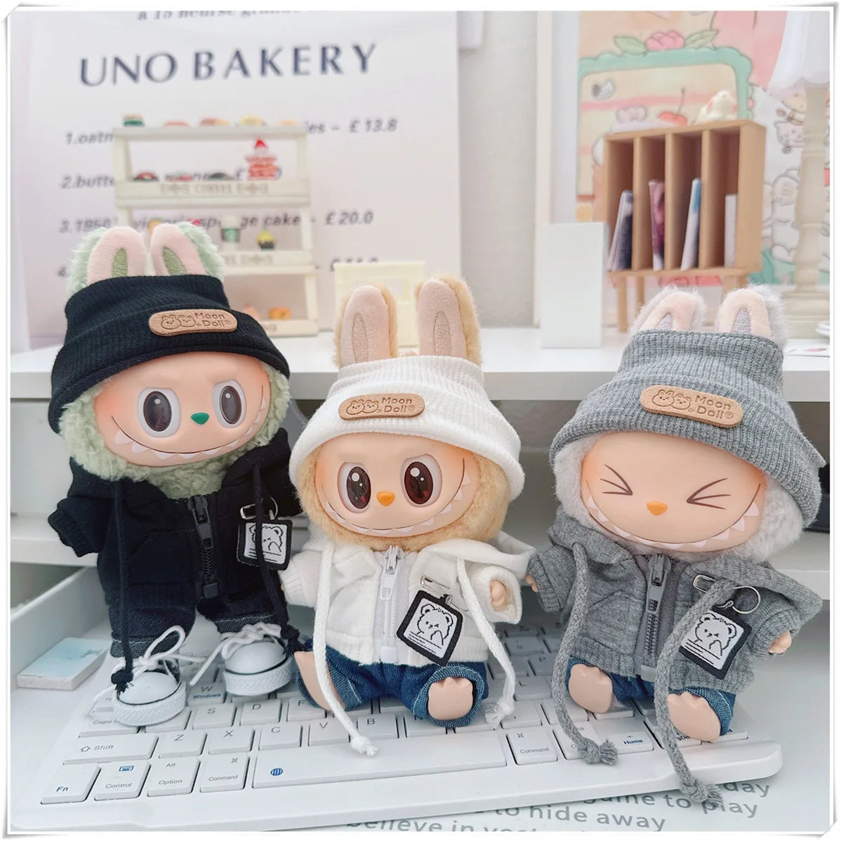 17cm Labubu Bear Casual Jacket Doll Clothes - Cute Plush Outerwear for Pullip Blythe OB11 BJD, Kawaii Teddy Coat