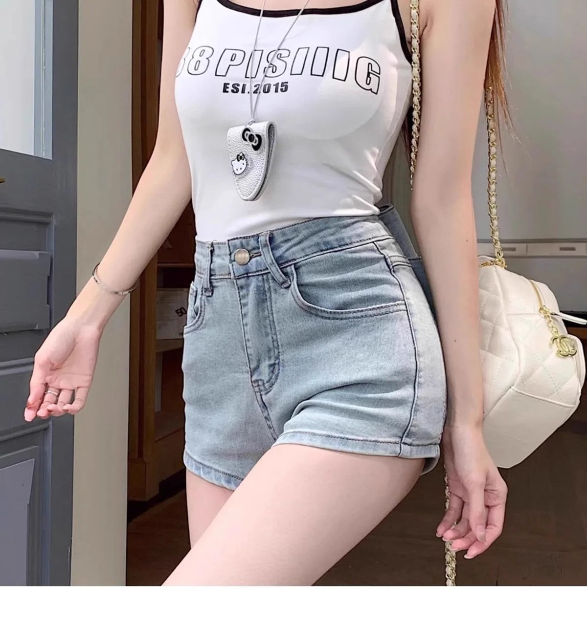 Women's Sexy Denim Shorts Y2K Petite High Waisted Hip Lifting Shorts with Personality 3D Bow Detail Slim Summer Hot Pants