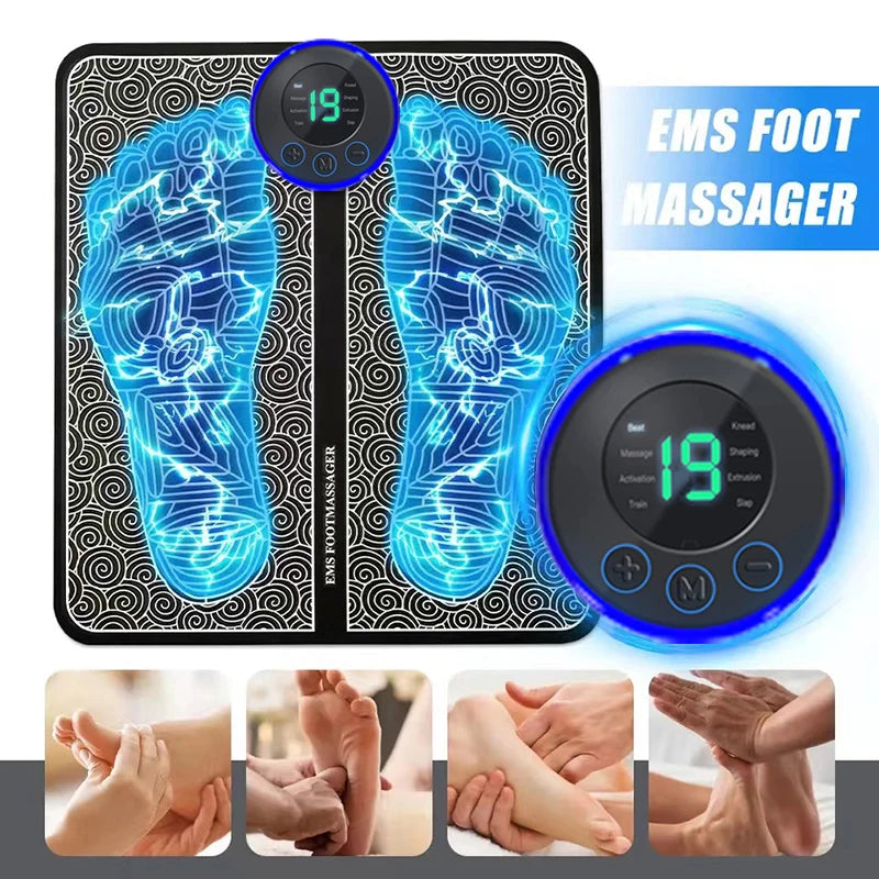 2025 Upgraded Ems Foot Massager Pad USB Rechargeable Muscle Relax Pain Relief Improves Blood Circulation Home Travel
