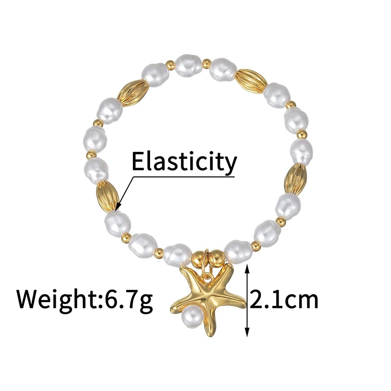 Fashion High Quality Shell Pearl Bracelet Stainless Steel Gold Color For Women Bangle Girl Jewelry Gift