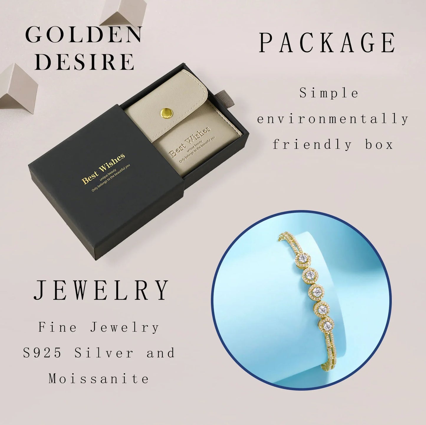 16.4CTW Lab Grown Diamond Bracelet 18K Gold Plated Five Stone Round Design Hypoallergenic Comes with GRA Certificate