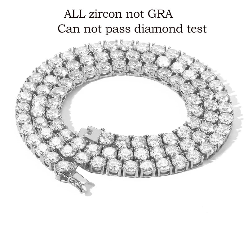 Smyoue 4/5mm Full Moissanite Necklace for Men Women Sparkling Lab Diamond Necklace Tennis Chain 925 Sterling Silver Fine Jewelry