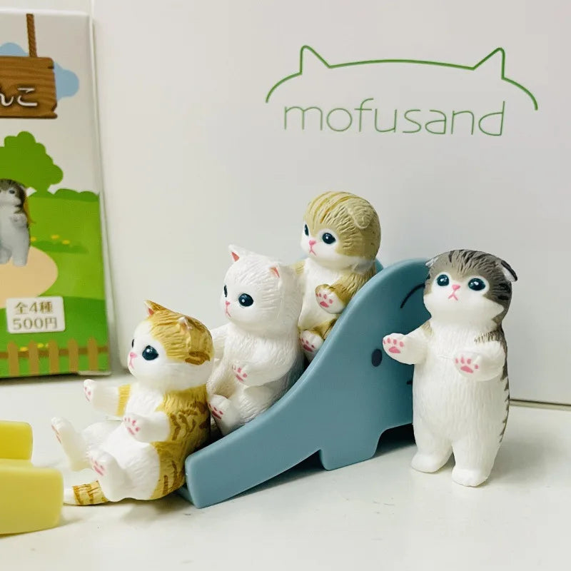 4cm Mofu Cat sands Action Figure Collection Set Animal Headgear Doll Kawaii Cute PVC Model Desktop Decoration Crafts Gifts Toys