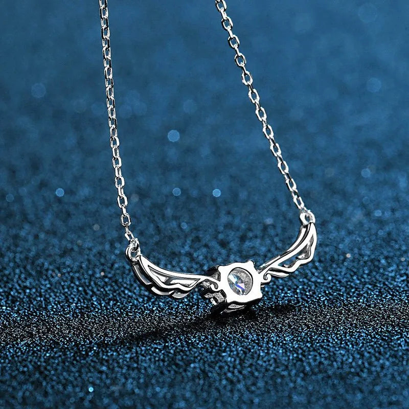 wz031Lefei Fashion Luxury Trendy Simple Classic 0.5CT Moissanite Angle Wing Necklace For Women 925 Sterling Silver Party Jewelry